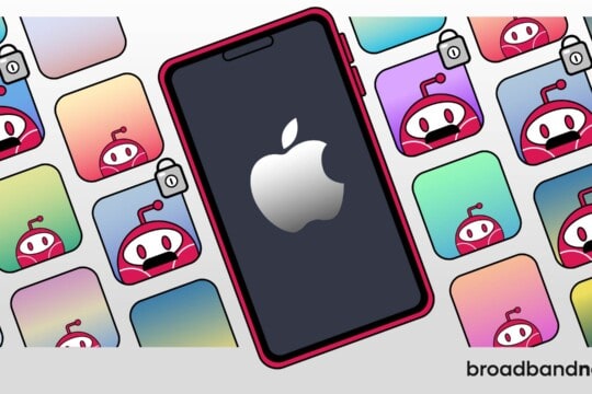 A graphic design image of character mascots appearing in apps surrounding an iPhone.